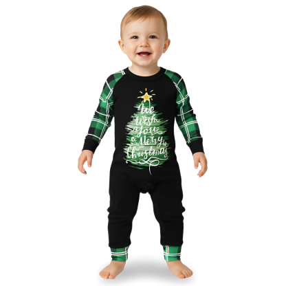 Christmas Tree with Green Plaid Pants Family Matching Pajama Sets