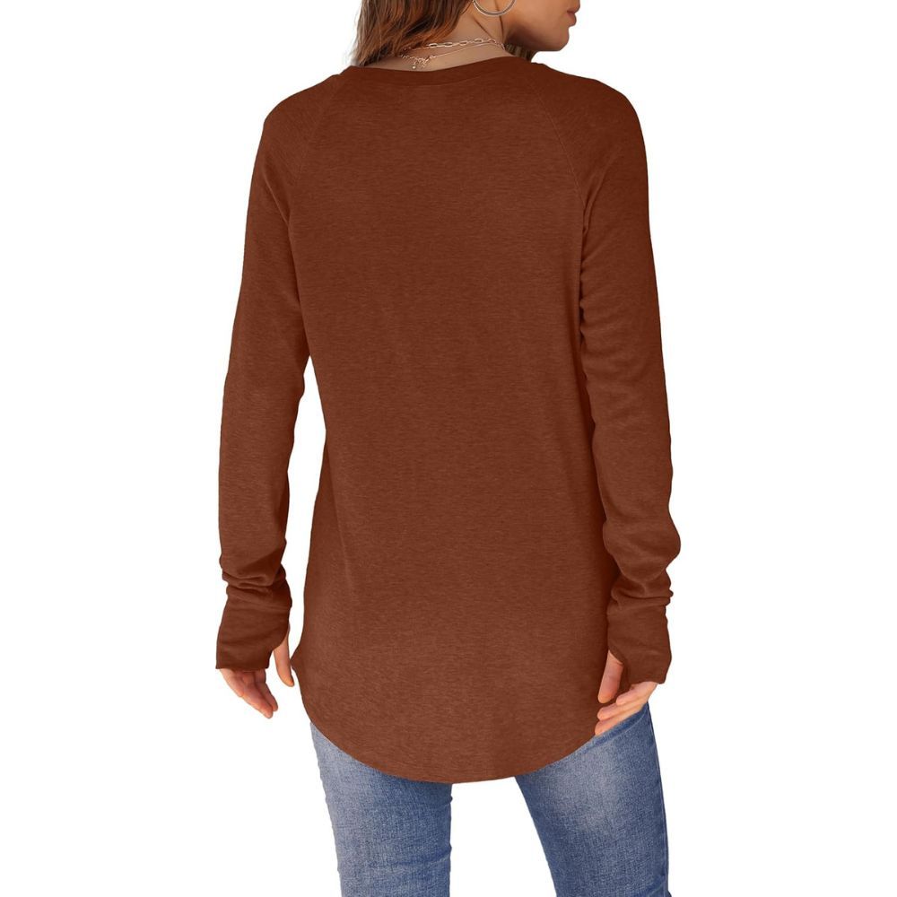 Women's Tunic Tops Long Sleeve Thumb Hole Shirts Crew Neck