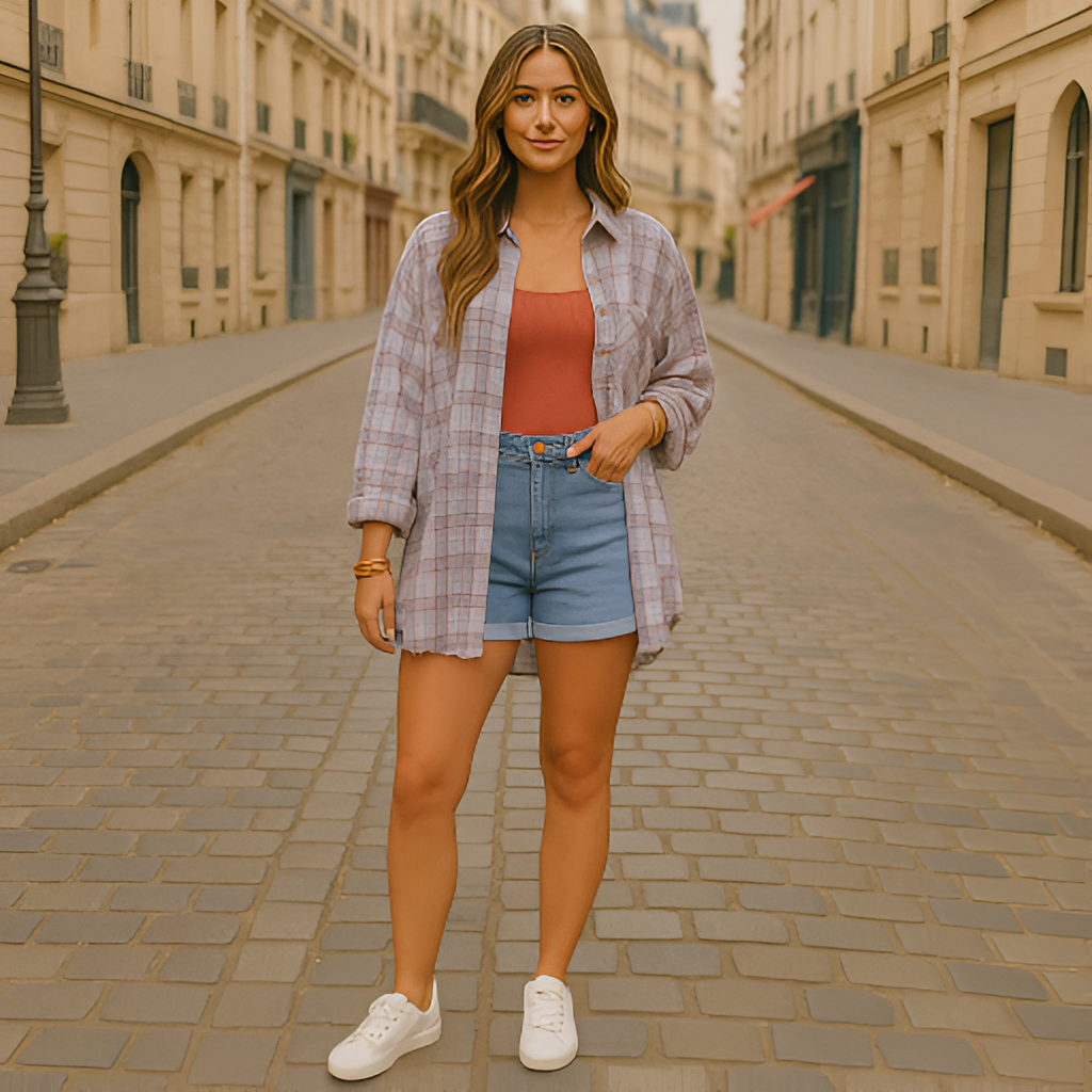 Oversized Raw Edge Washed Shirt Jacket with Utility Pockets