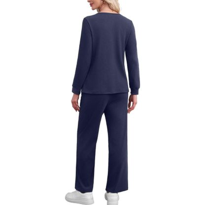 Lounge Sets for Women Two Piece - Button Down Sweatsuit Sweatpant with Pockets