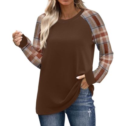 Long Sleeve Shirts for Women Color Tops Casual Crewneck Basic Tees