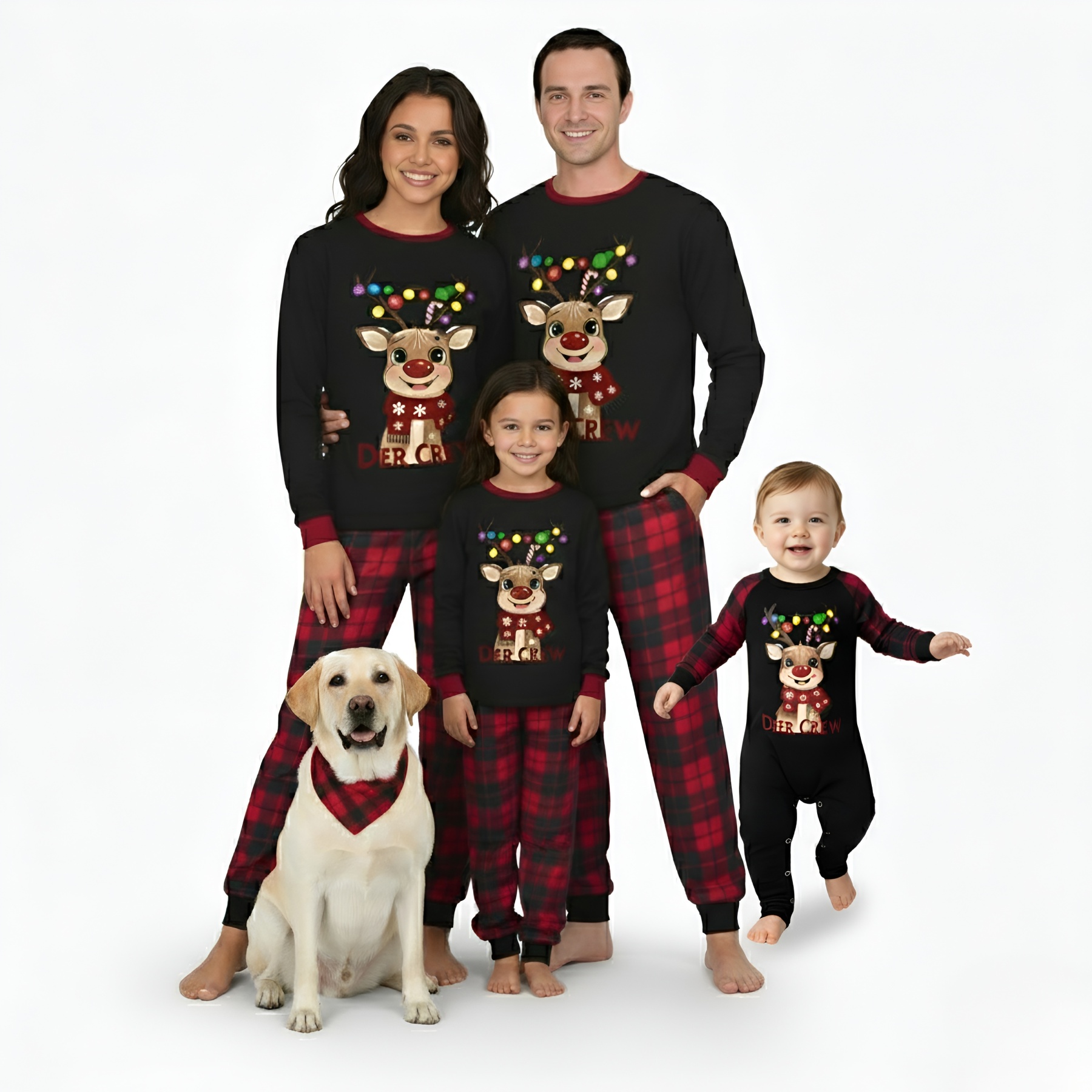 Deer Printed Crew Family Matching Pajama Sets