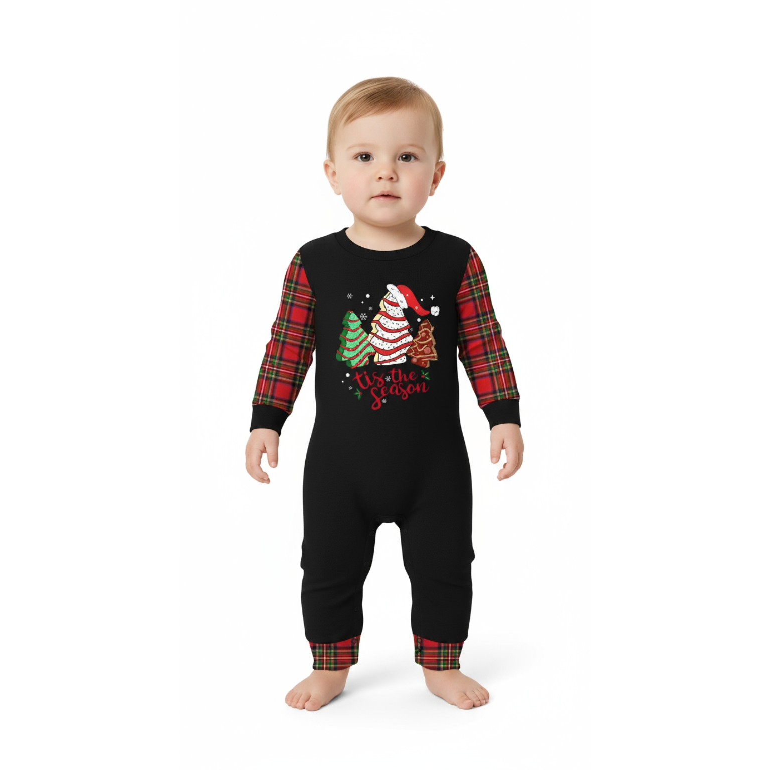 Santa Hat Tree Print Family Matching Pajama Sets