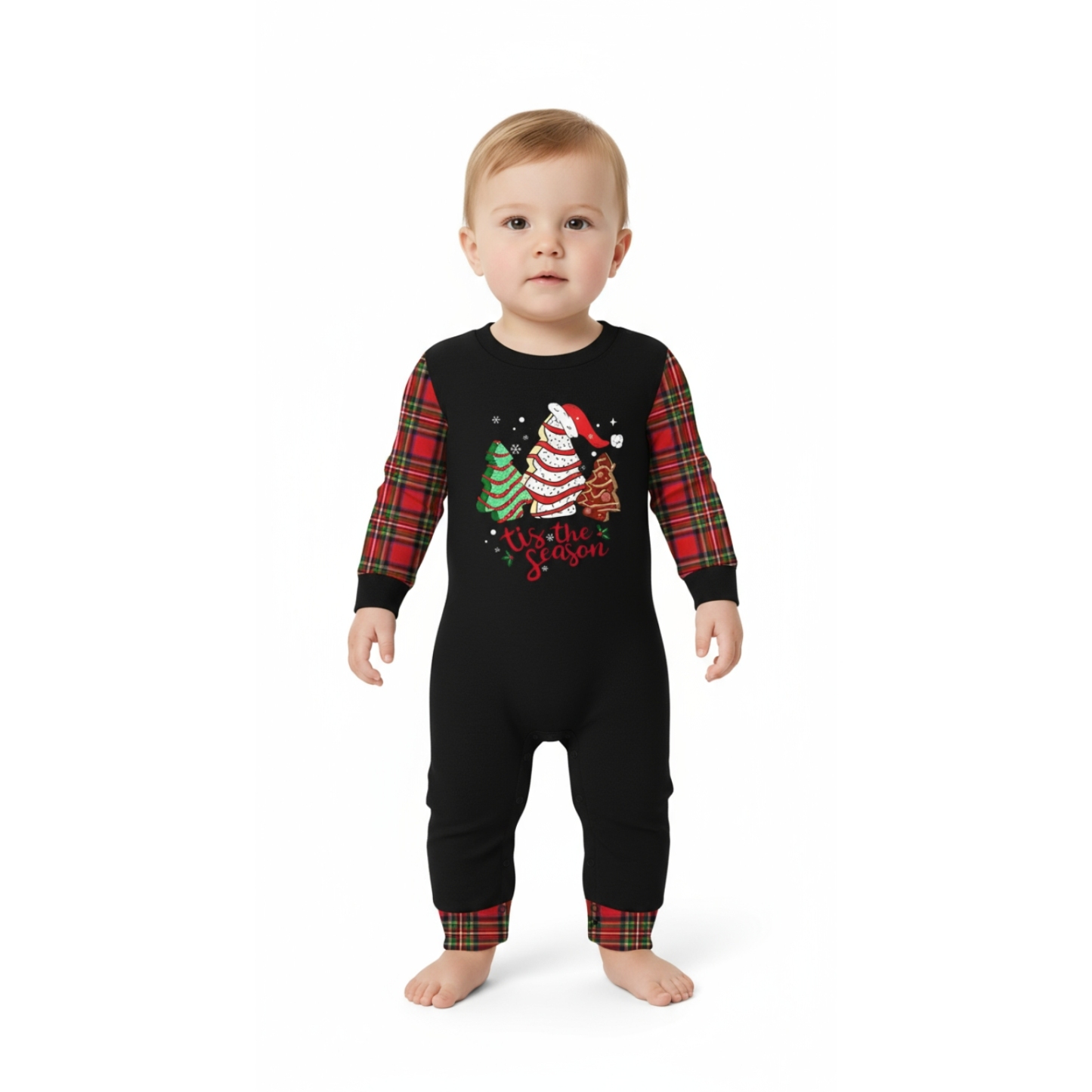 Santa Hat Tree Print Family Matching Pajama Sets