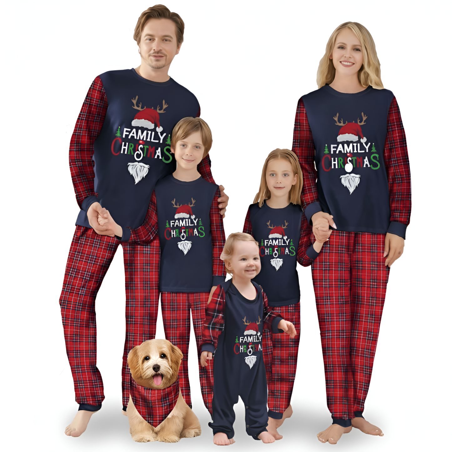 Family Christmas Santa and Reindeer Design Matching Pajama Sets