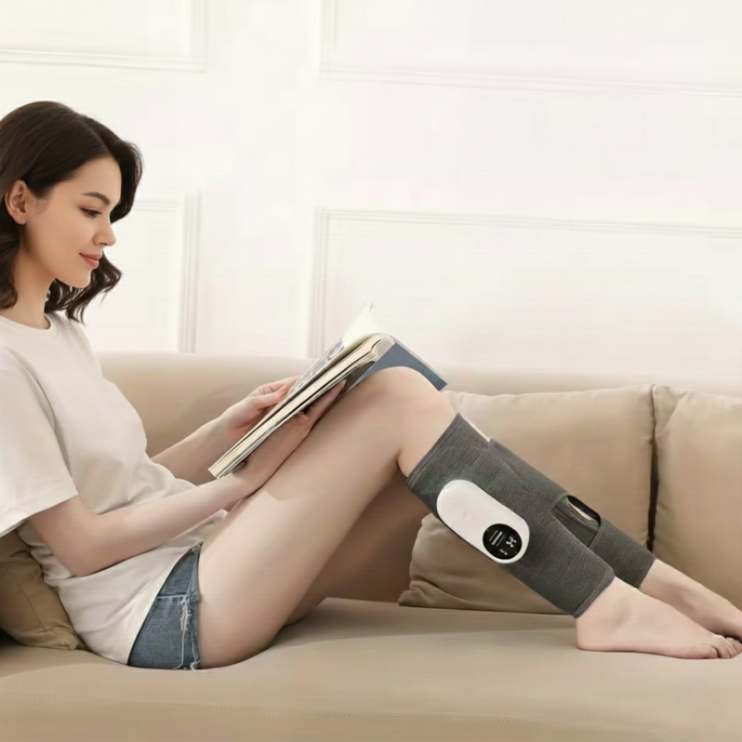 Electric Air Compression Massager With Heating Kneading Modes And Rechargeable Battery