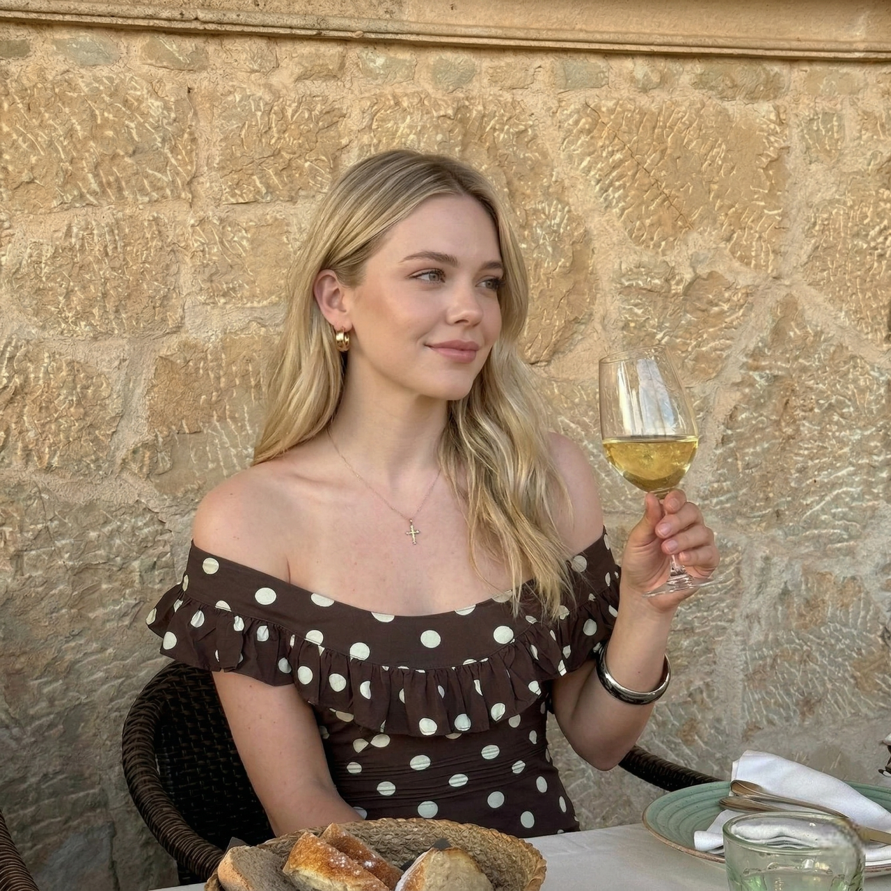 Polka Dot Maxi Dress With Tie Straps