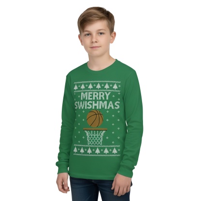 Merry Swishmas Printed Ugly Christmas Sweater for Boys and Girls