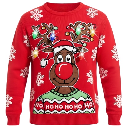 Ugly Christmas Sweater For Men With Rudolph Reindeer Design
