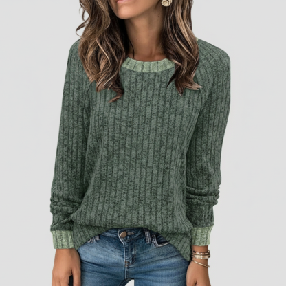 Long Sleeve Lightweight Sweater With Color Block Design For Women