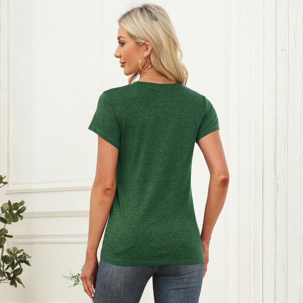 Women's Short Sleeve Tops Summer T-Shirts Round Neck Causal Fashion