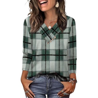 Long Sleeve Shirts for Women Fall Outfits V Neck T Shirts Button Down Tunic Tops