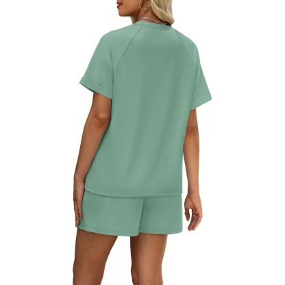 Women's 2 Piece Lounge Sets Short Sleeve T-Shirt and Drawstring Shorts