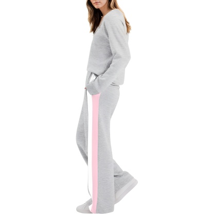 Two Piece Lounge Sweatsuit Set With Long Sleeve Top And Matching Pants For Women