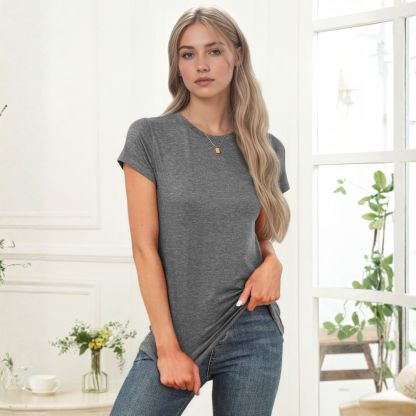 Women's Short Sleeve Tops Summer T-Shirts Round Neck Causal Fashion