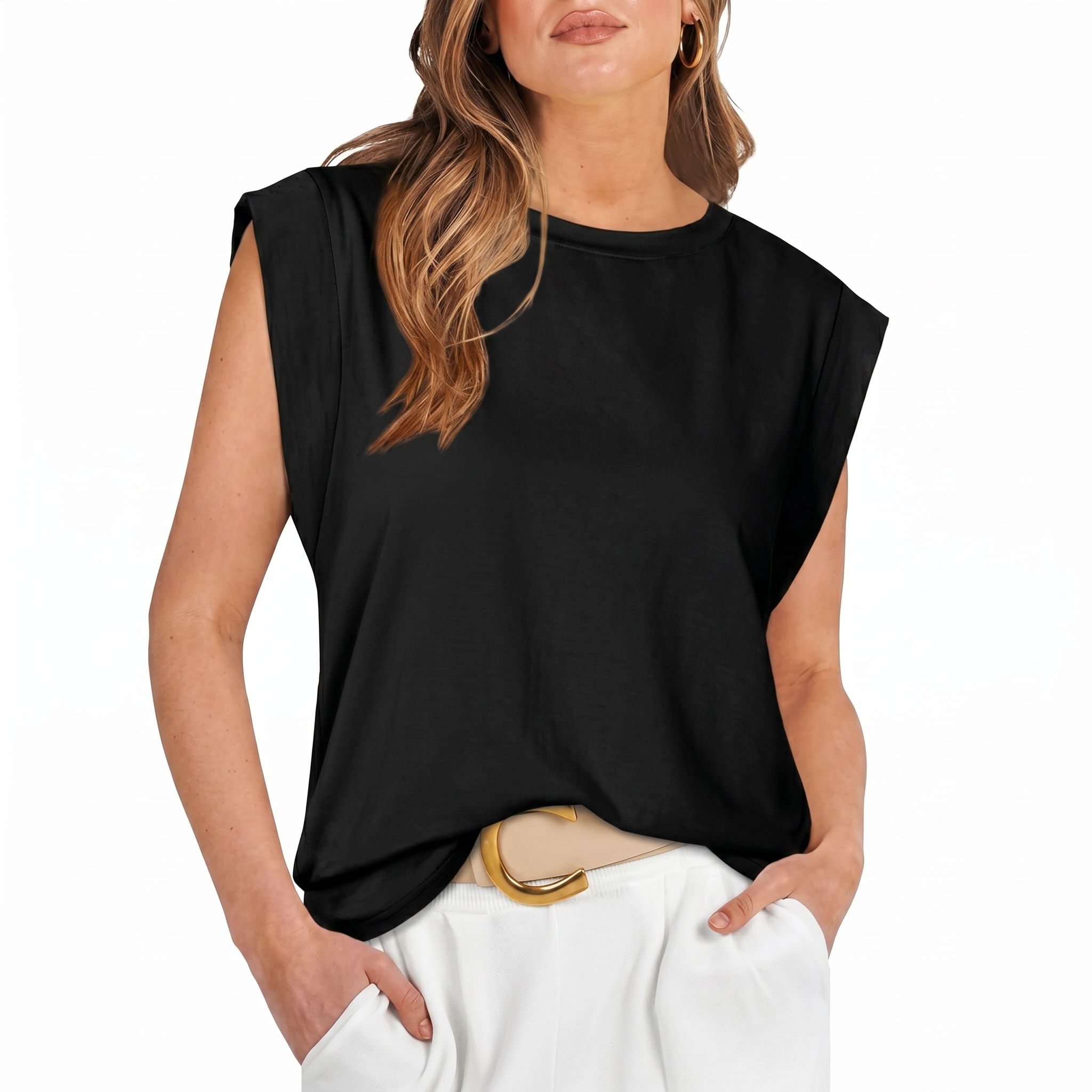 Basic Cap Sleeve Tops For Summer