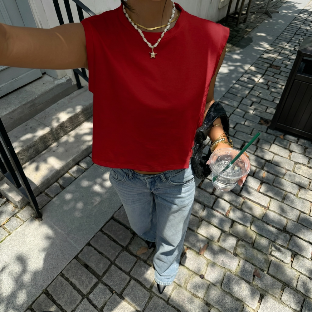 Casual Round Neck Cropped Tank Top