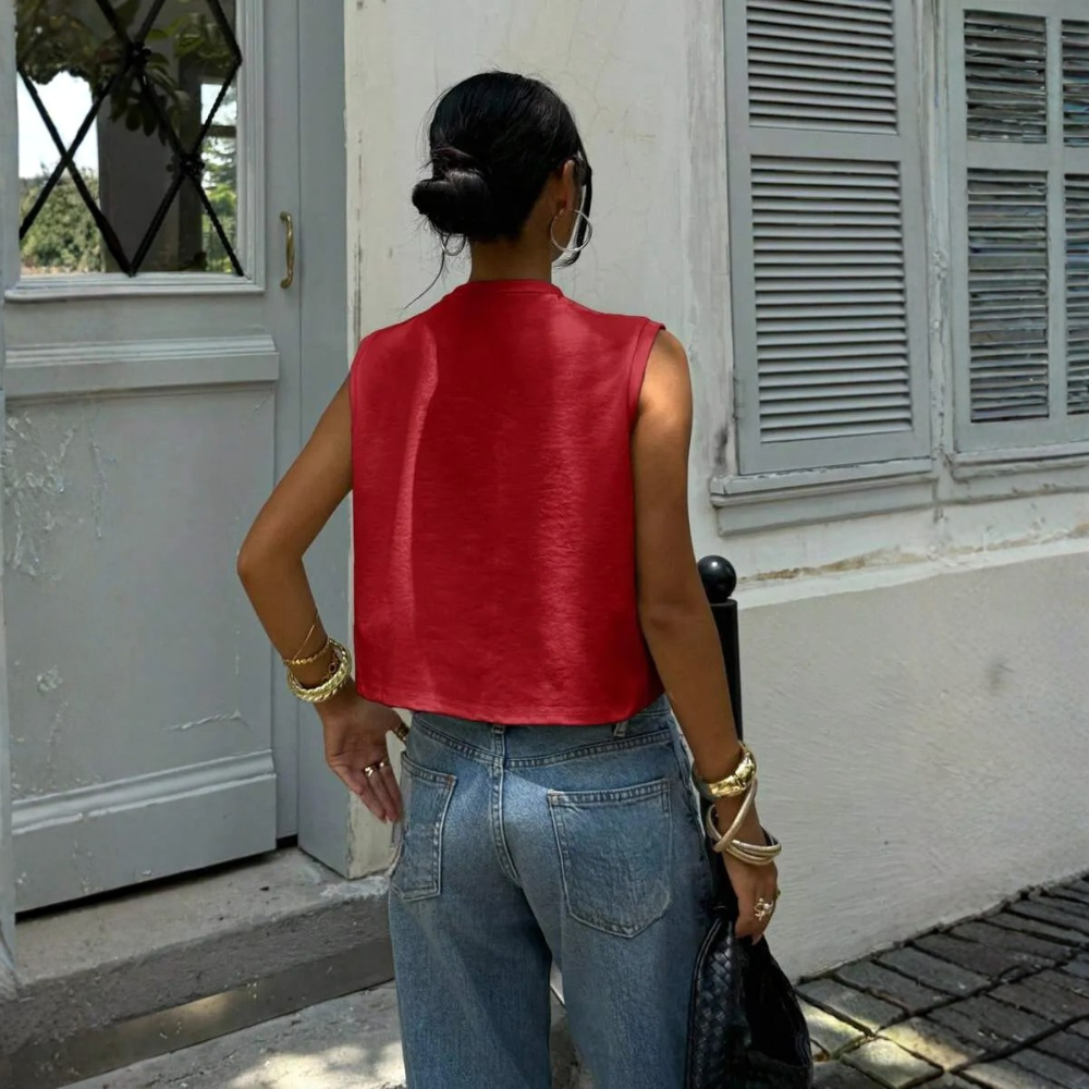 Casual Round Neck Cropped Tank Top