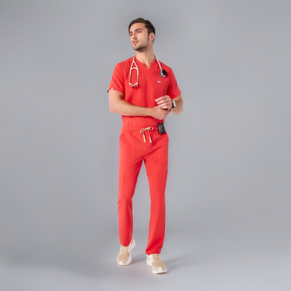Men’s Modern Scrub Set with Multi-Pocket Top and Jogger Pants