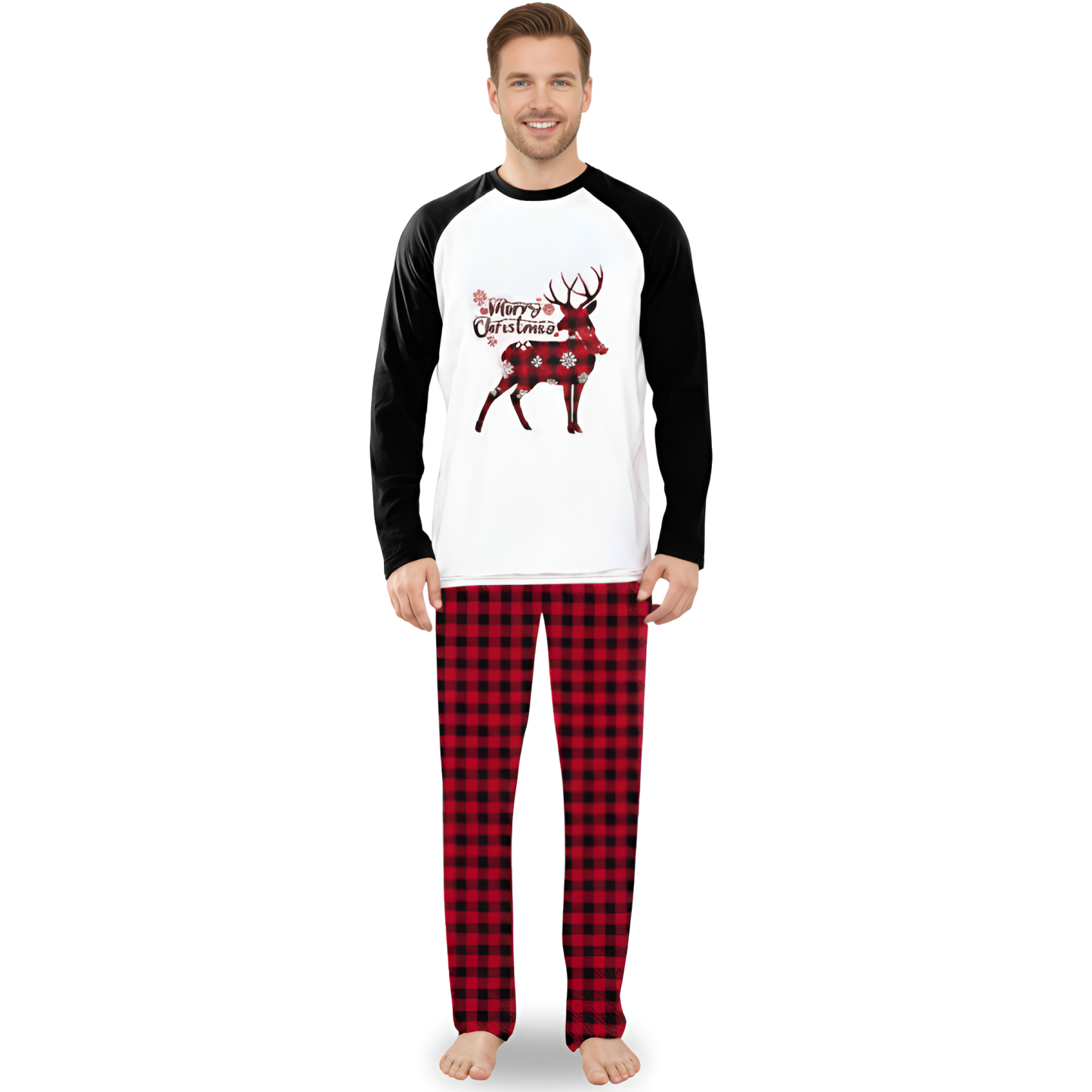 Merry Christmas Reindeer Design Family Matching Pajama Sets
