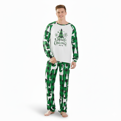 Merry Christmas Tree Design Family Matching Pajama Set