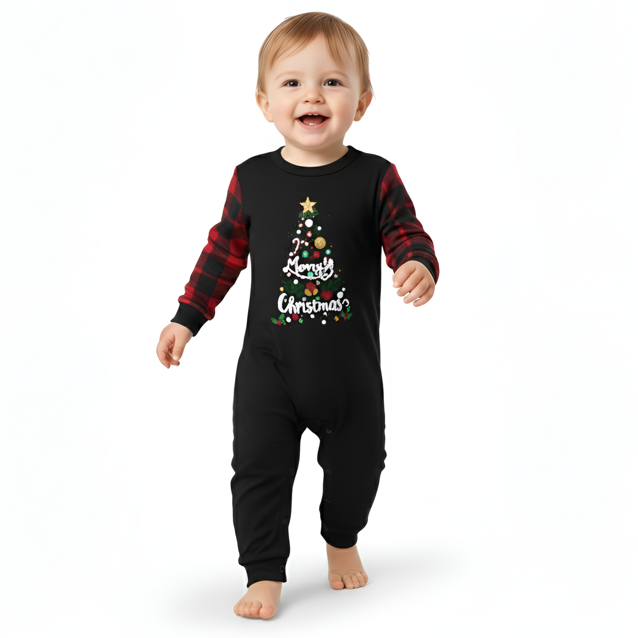 Merry Christmas Tree Plaid Family Matching Pajama Sets