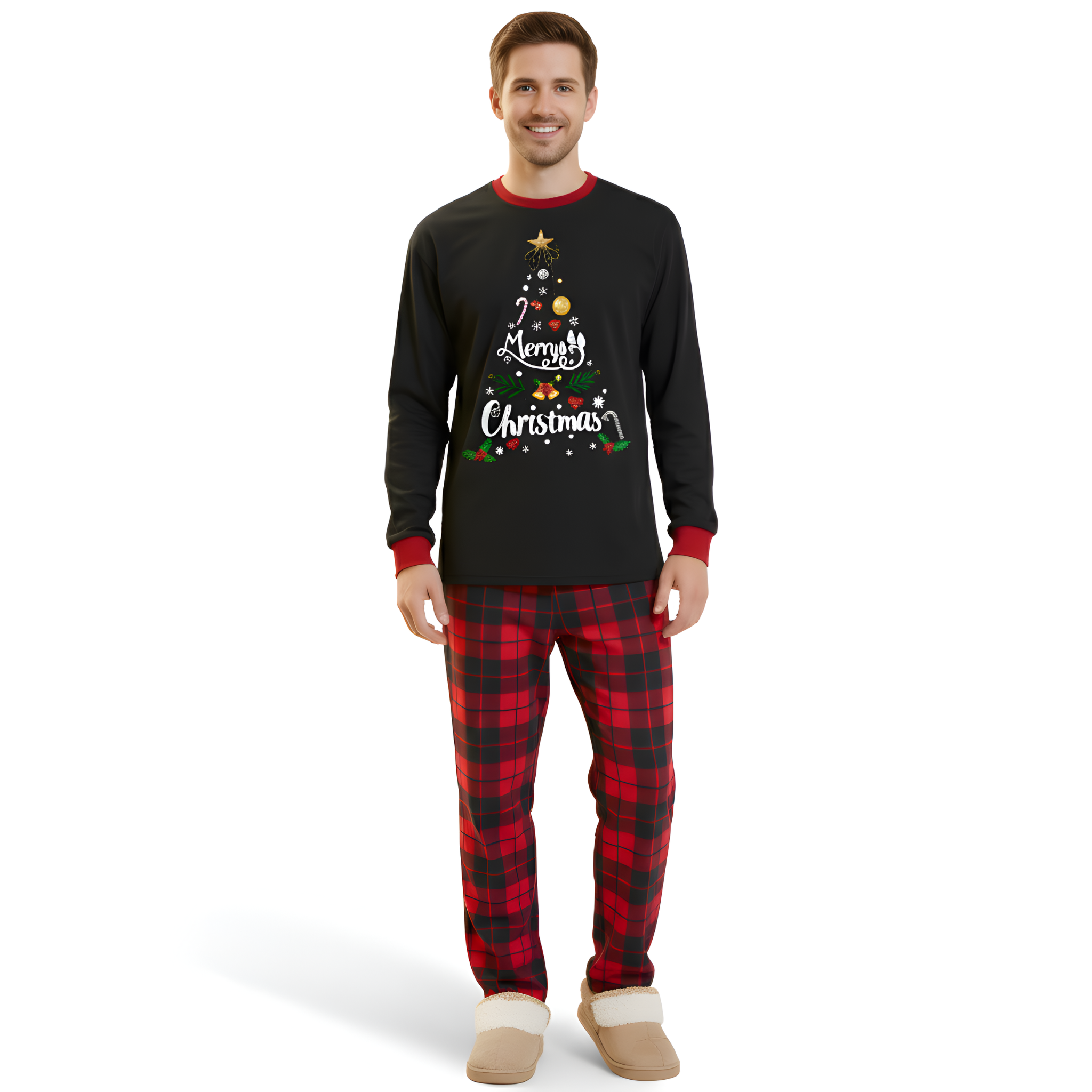 Merry Christmas Tree Plaid Family Matching Pajama Sets