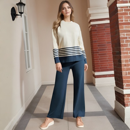 Two Piece Lounge Sets For Women With Knitted Pullover Sweater And Matching Pants