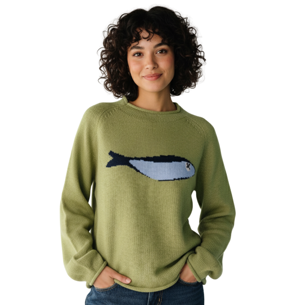 Olive Knit Fisherman Sweater