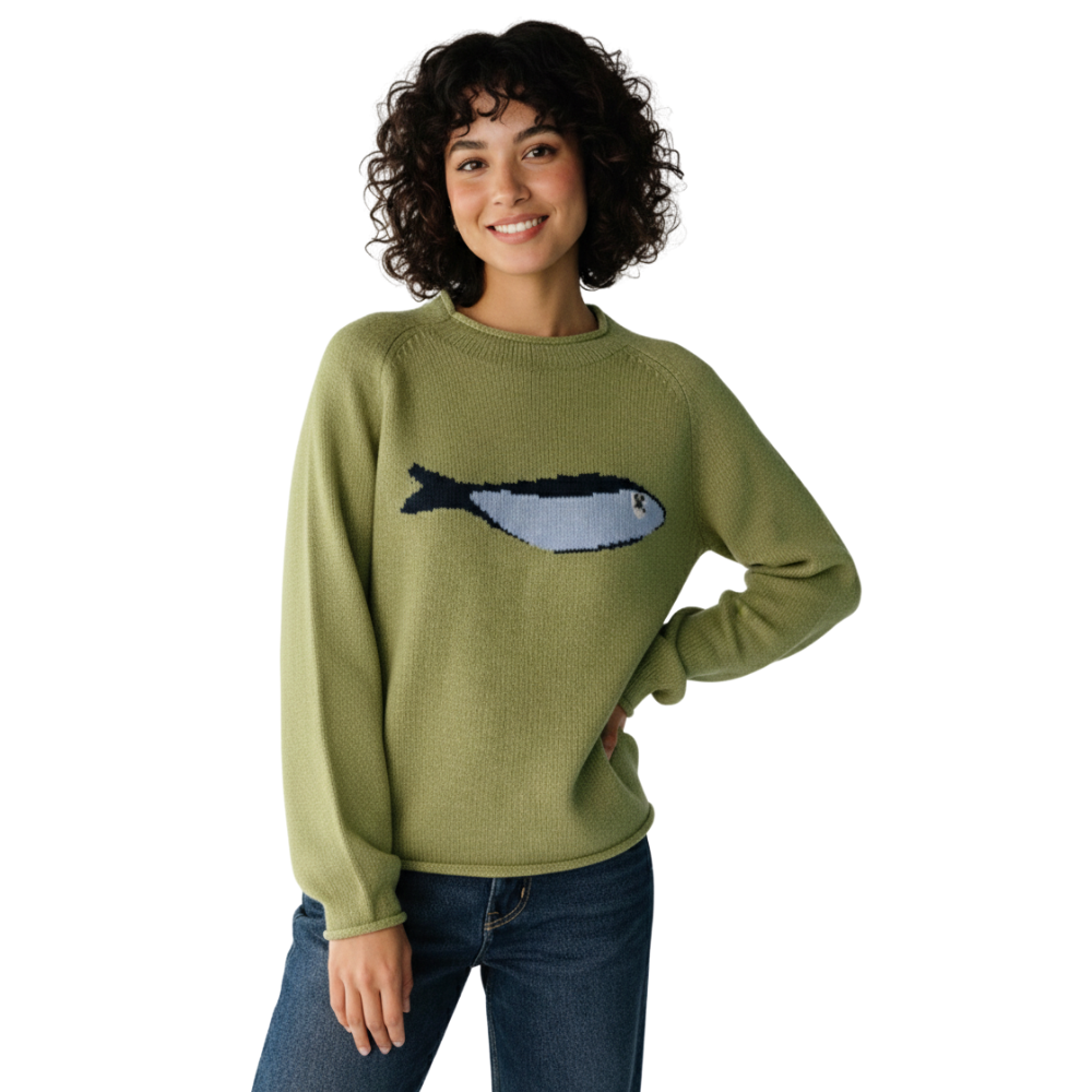 Olive Knit Fisherman Sweater