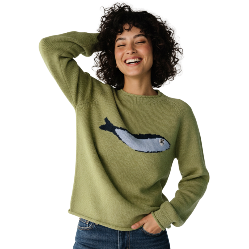 Olive Knit Fisherman Sweater