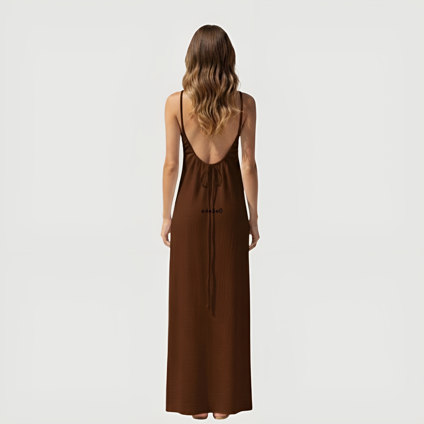 Open Back Maxi Slip Dress With Spaghetti Straps And Loose Fit Style