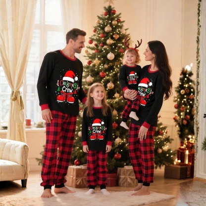 Plaid Christmas Crew Printed Family Matching Pajama Set
