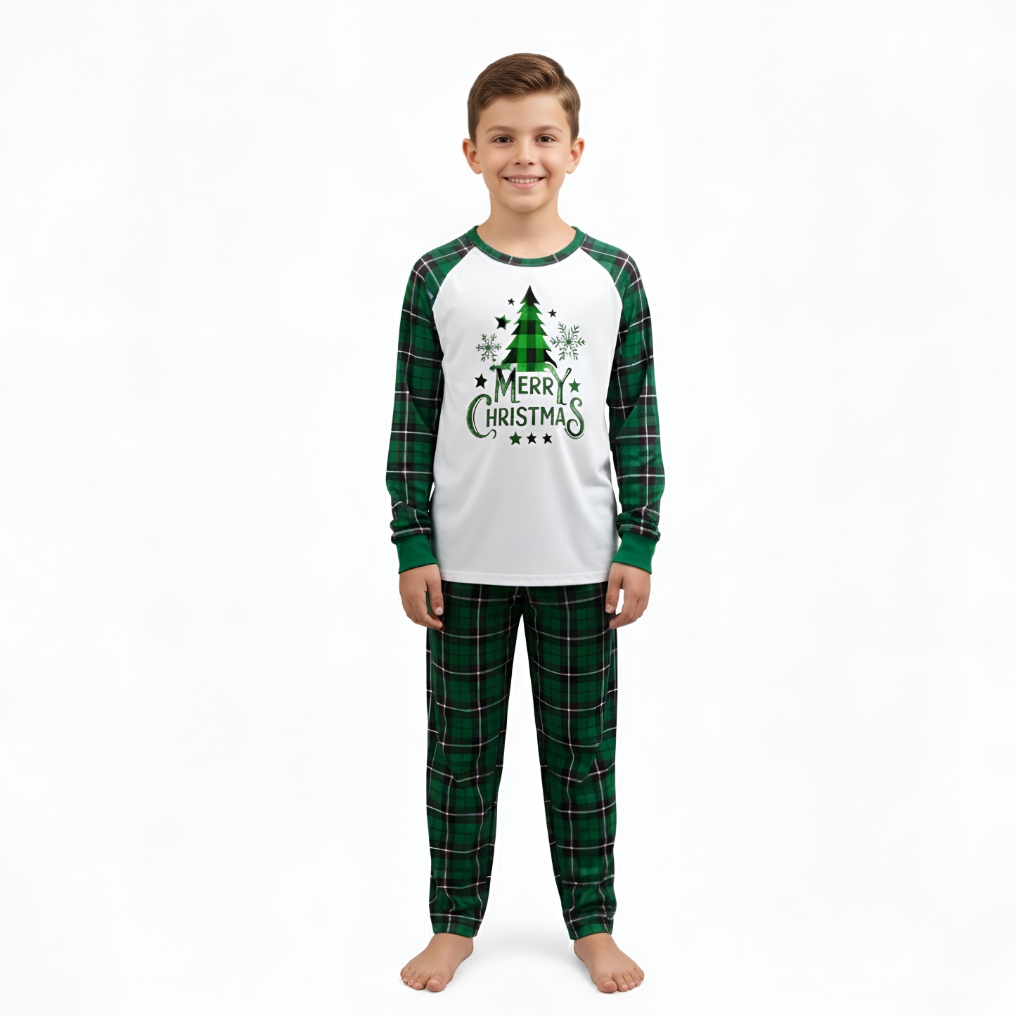 Merry Christmas Plaid Family Matching Pajama Set