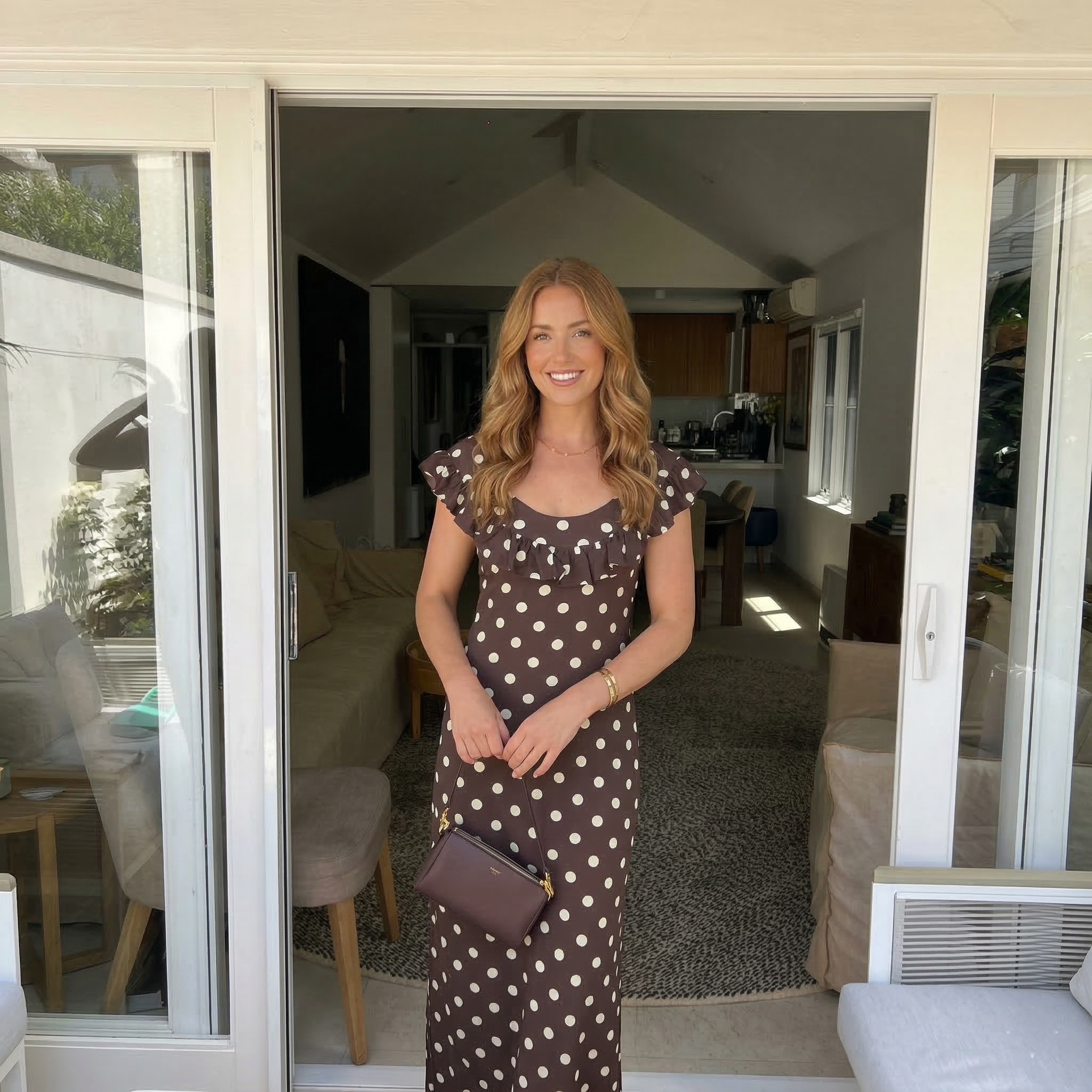 Polka Dot Maxi Dress With Elegant Tie Strap Design