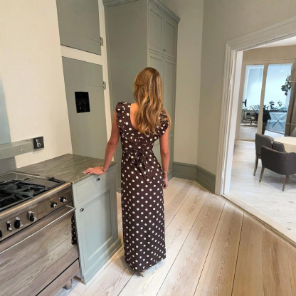 Polka Dot Maxi Dress With Elegant Tie Strap Design