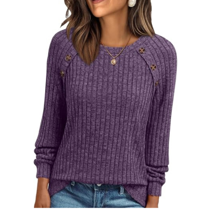 Womens Long Sleeve Sweater Casual Tunic Work Top