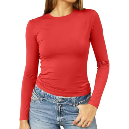 Women’s Trendy Long Sleeve Crop Top Tight Fit Casual Wear