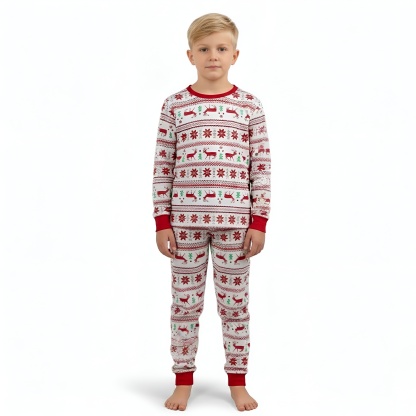 Reindeer And Snow Design Matching Family Christmas Pajamas