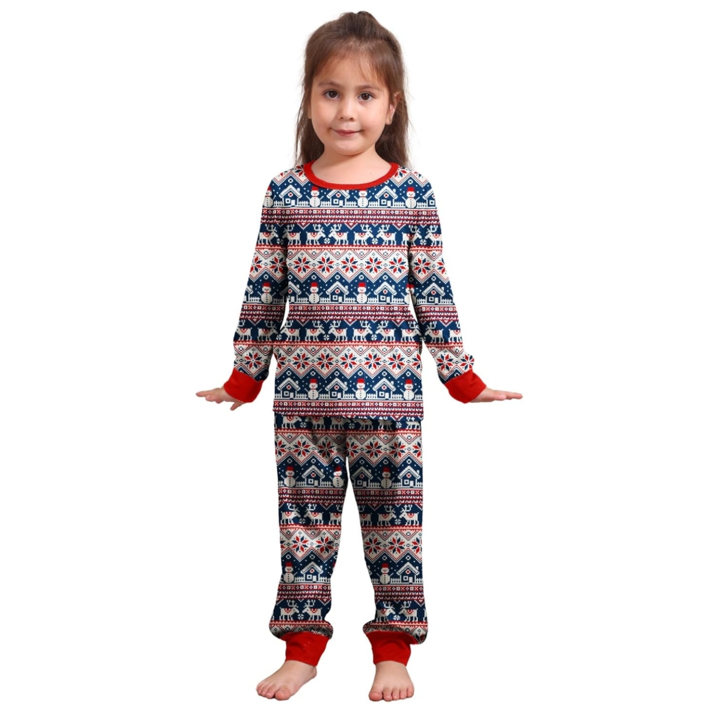 Reindeer And Snowflake Printed Family Matching Christmas Pajama Set