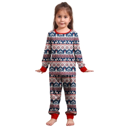 Reindeer And Snowflake Printed Family Matching Christmas Pajama Set