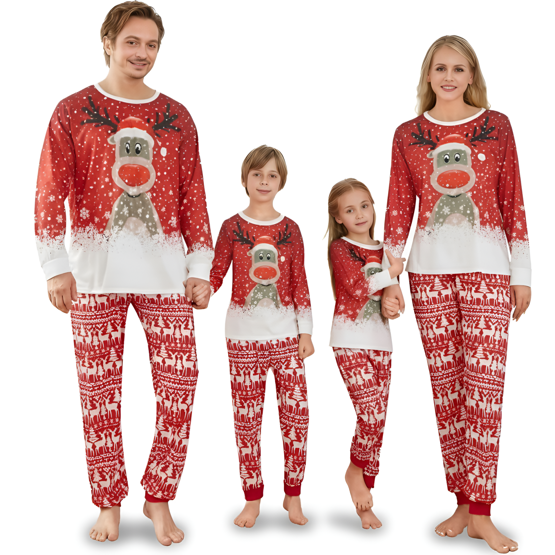 Reindeer Red Snowflake Family Matching Pajama Sets