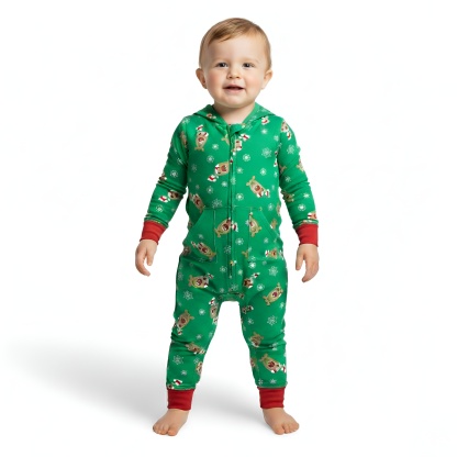 Reindeer Snowflake Hooded Family Matching Christmas Pajama Set