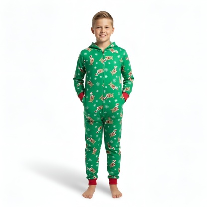 Reindeer Snowflake Hooded Family Matching Christmas Pajama Set