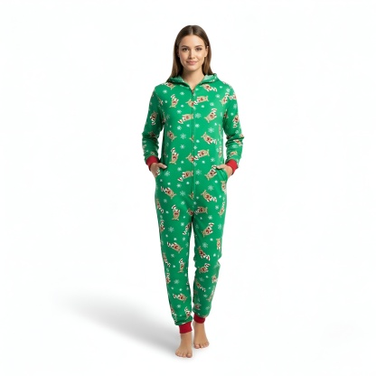 Reindeer Snowflake Hooded Family Matching Christmas Pajama Set