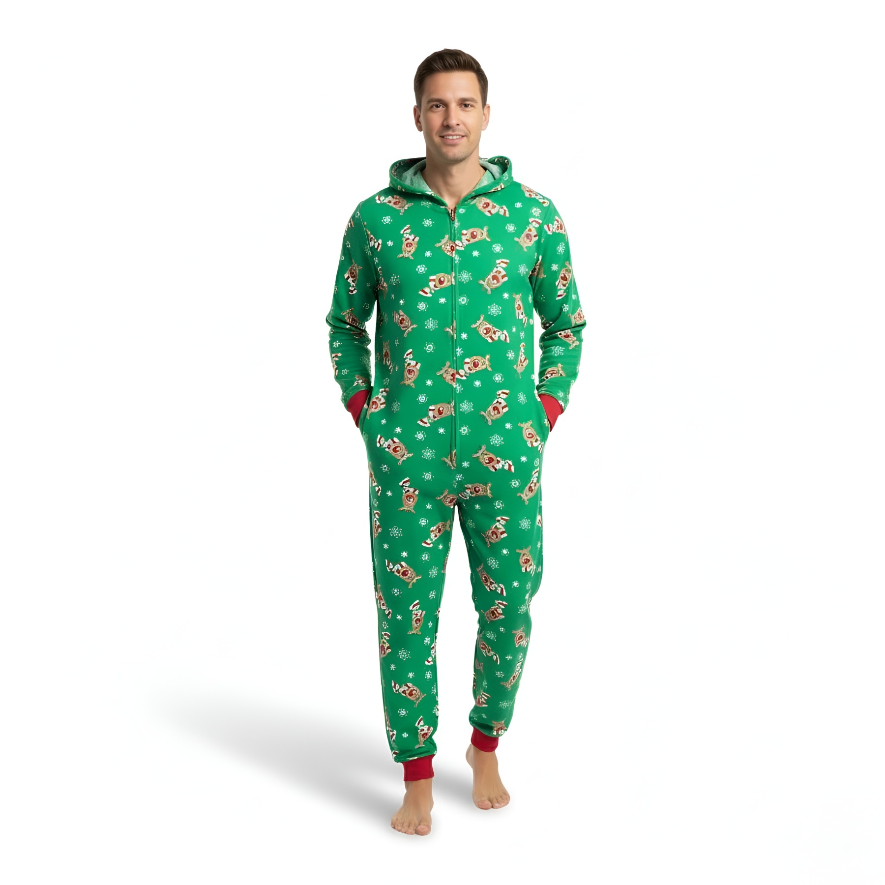 Reindeer Snowflake Hooded Family Matching Christmas Pajama Set