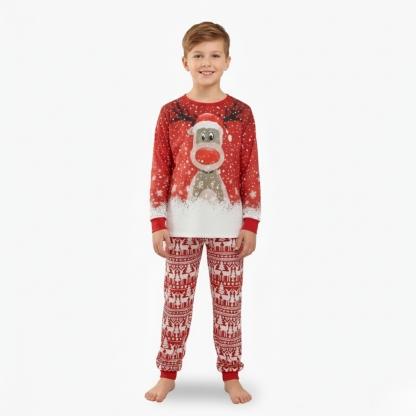 Reindeer Snowflake Printed Family Matching Christmas Pajama Set