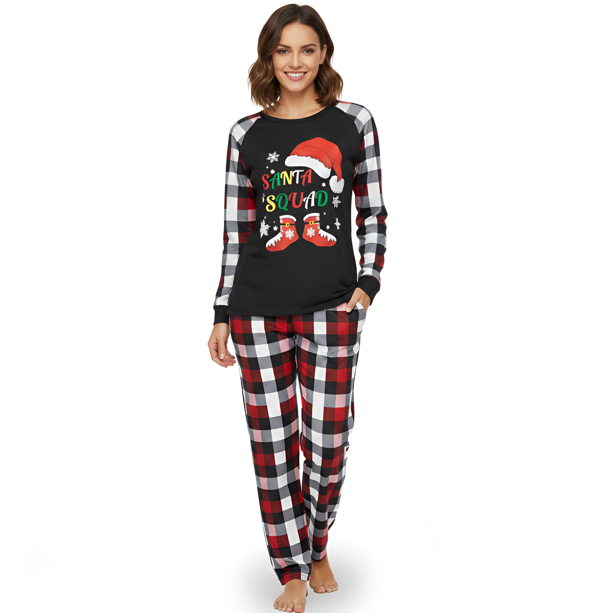 Santa Squad Plaid Christmas Family Matching Pajama Sets
