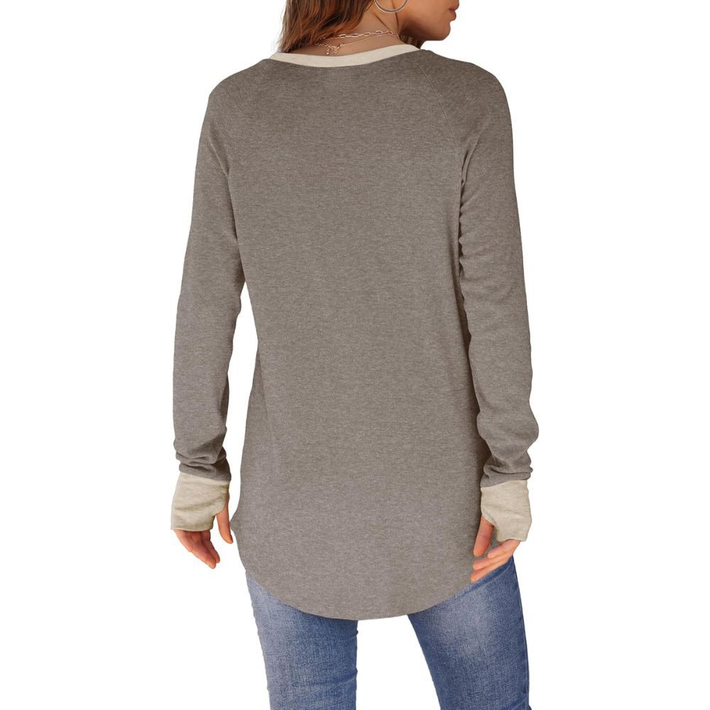 Women's Tunic Tops Long Sleeve Thumb Hole Shirts Crew Neck