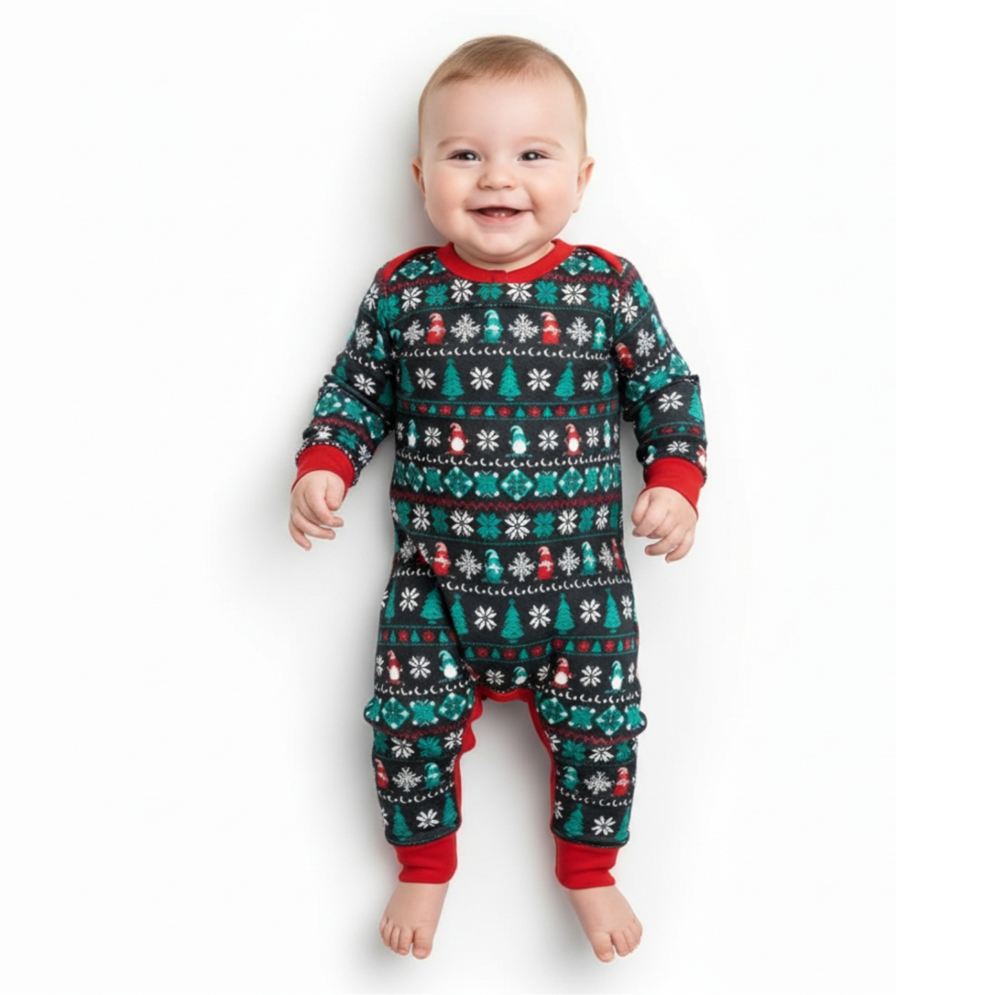 Snowflake And Candy Cane Printed Family Matching Christmas Pajama Set